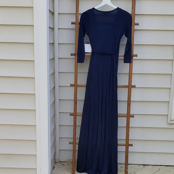 NEW! Lulu's Garden Districts Navy Wrap Jersey Maxi Dress Size S - Picture 4 of 6